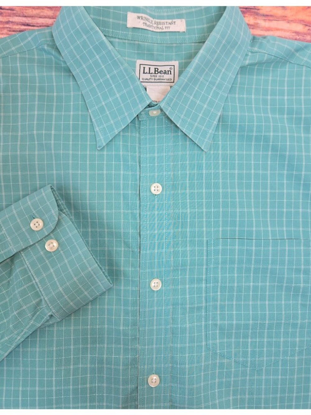 L.L. Bean Wrinkle-Resistant Turquoise Shirt Large
